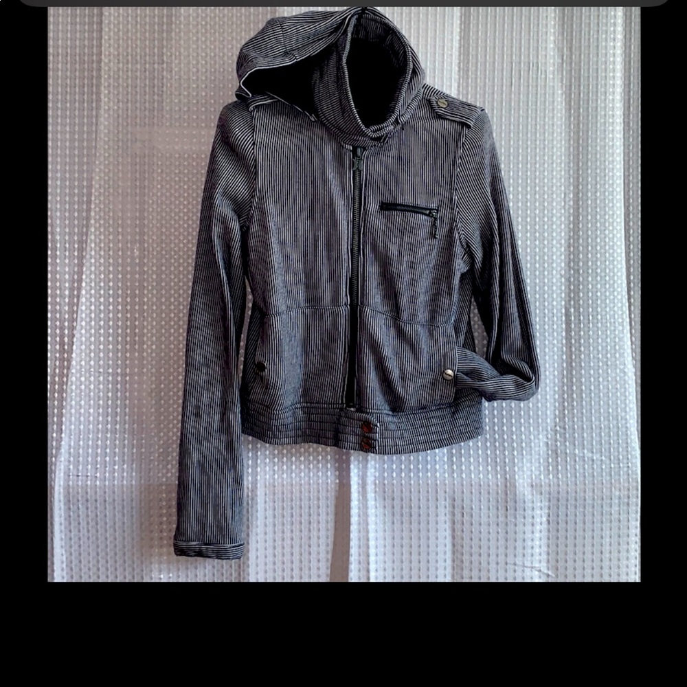 Hurley Blue & white Striped Zip-up Hooded Jacket